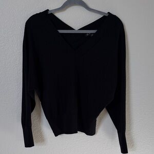 INC International Concepts Black V-Neck Sweater
